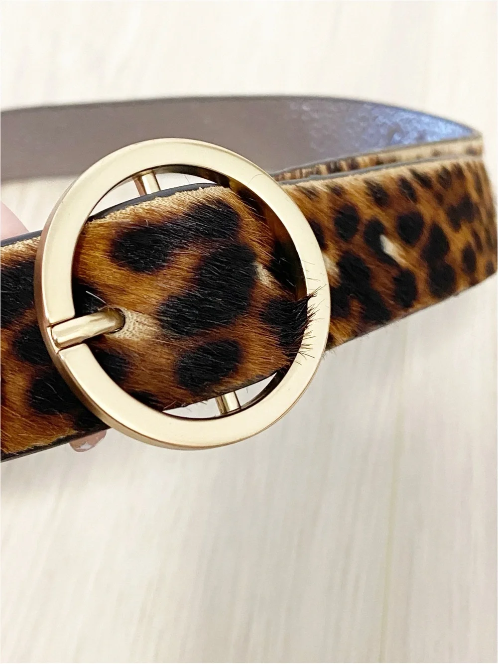 Boden Pony Hair Leather Leopard Print Belt size S
